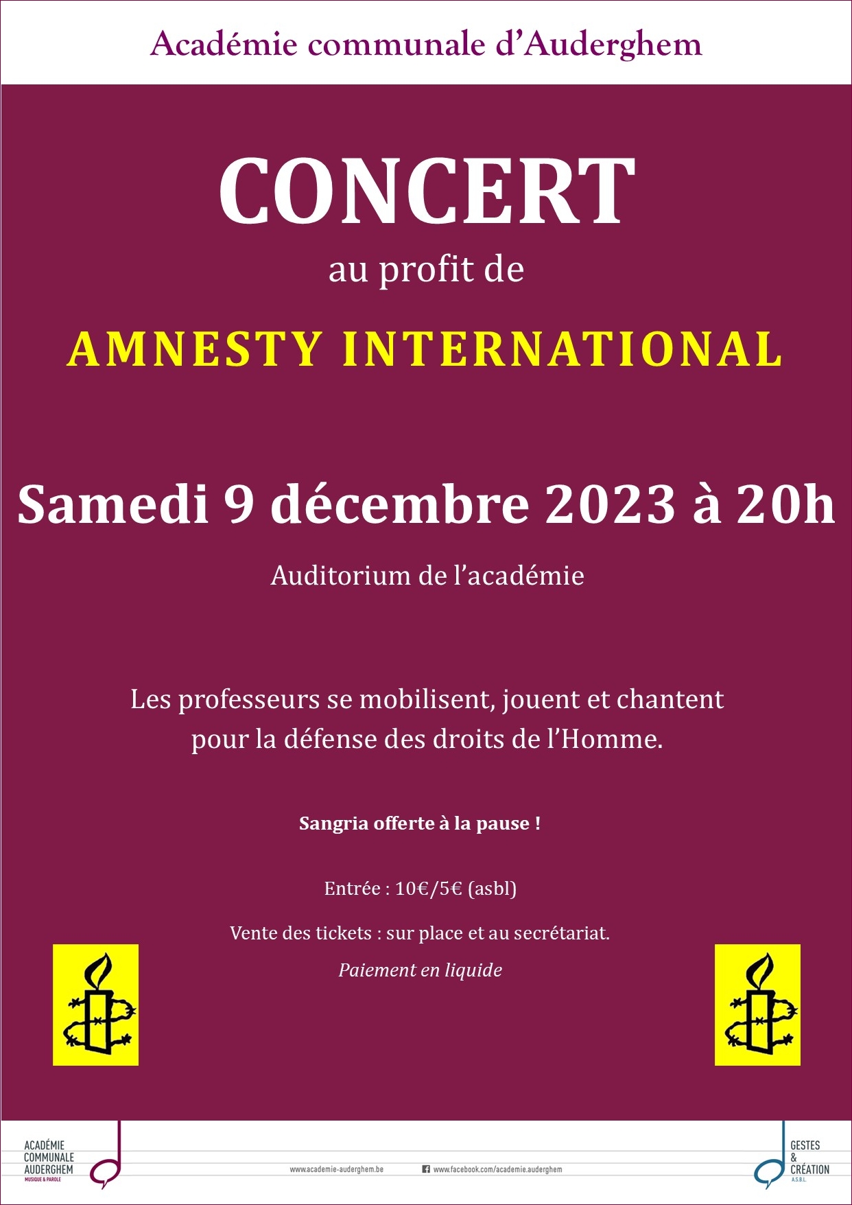 Concert au profit d'Amnesty International